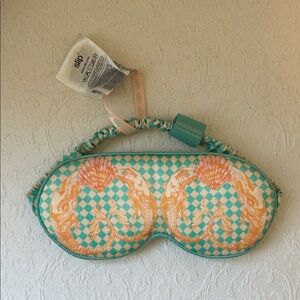 Slip Silk Eye Mask with Orange and Teal Design